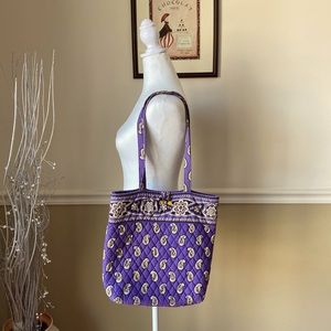 Vera Bradley Purple Paisley Pattern Quilted Tote Bag
